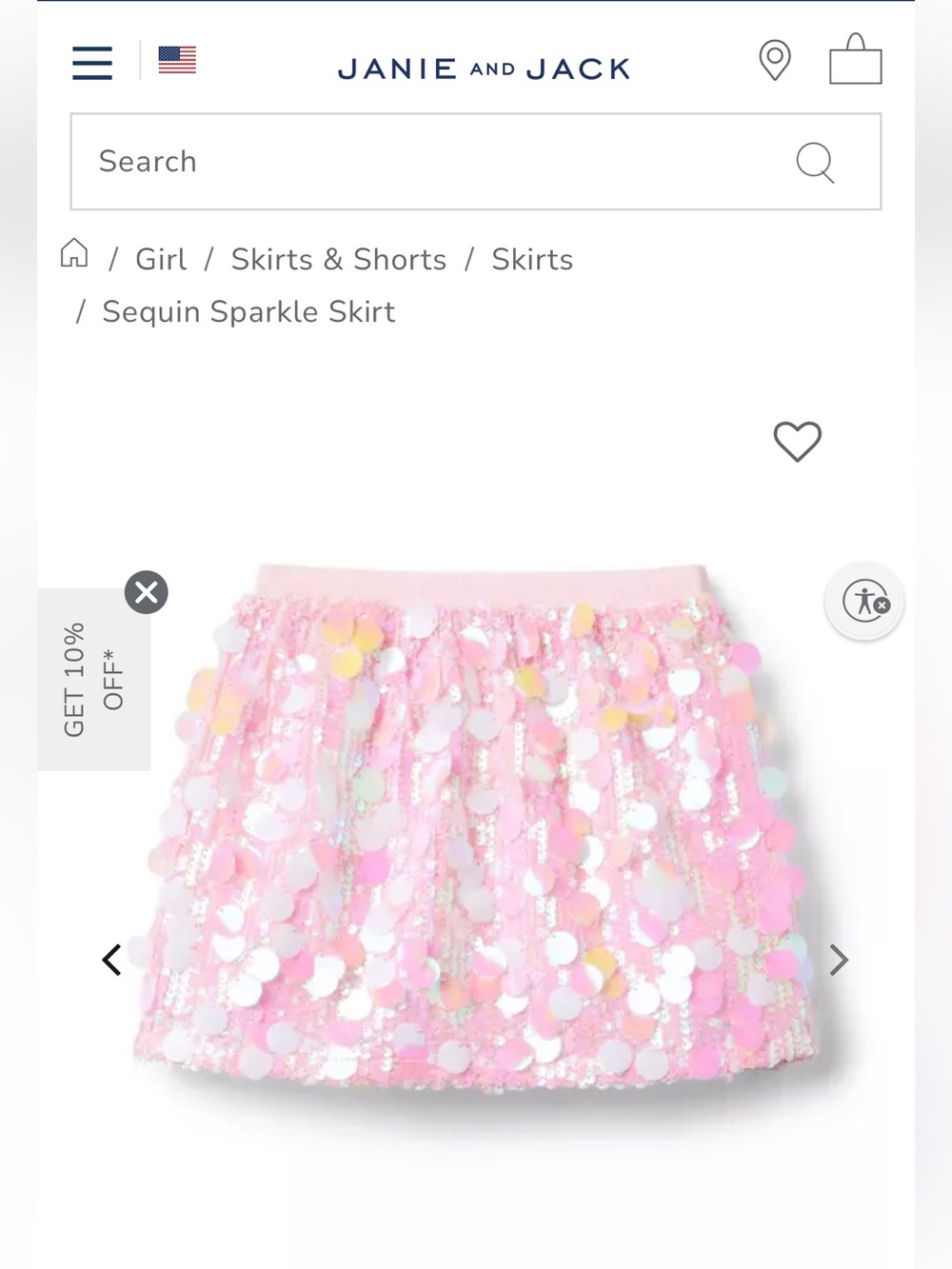 NWT Janie and Jack Sequin Sparkle Skirt